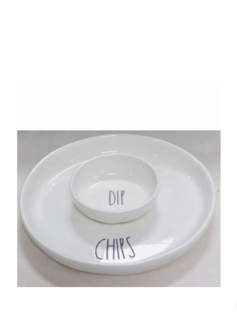 NEW Rae Dunn White Ceramic Chip and Dip Serving Platter Serveware Hime Decor